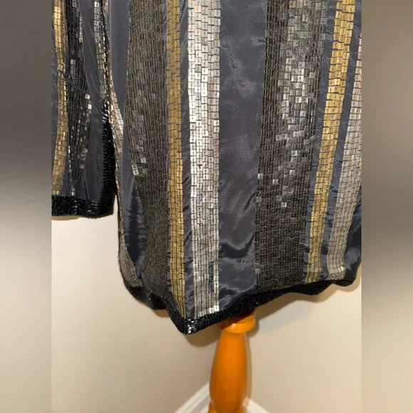 Free People Bianca Striped Sequin/Beaded Open Front Jacket,Size-Small - Picture 11 of 14